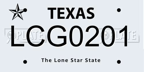 LCG0201 Texas License Plate