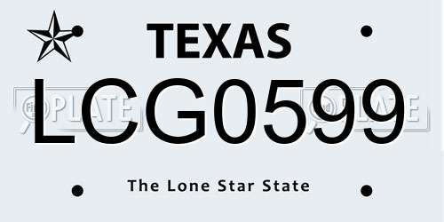 LCG0599 Texas License Plate