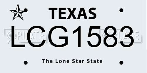 LCG1583 Texas License Plate
