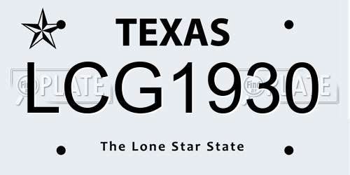 LCG1930 Texas License Plate