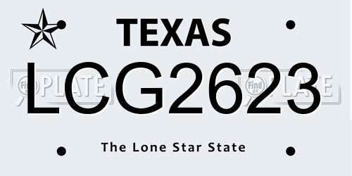LCG2623 Texas License Plate