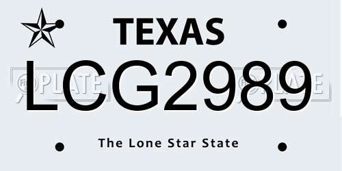 LCG2989 Texas License Plate