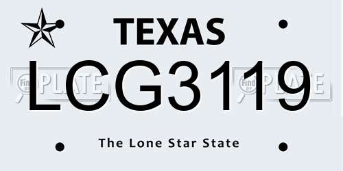 LCG3119 Texas License Plate