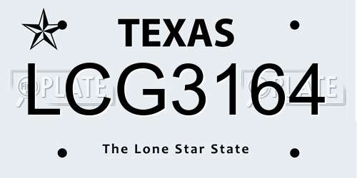 LCG3164 Texas License Plate
