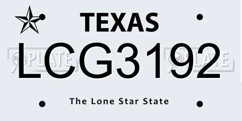 LCG3192 Texas License Plate