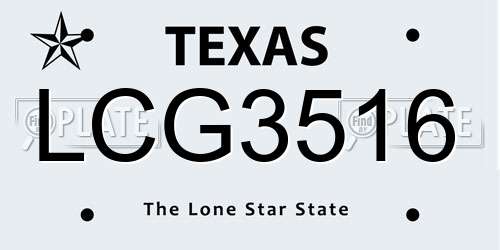 LCG3516 Texas License Plate