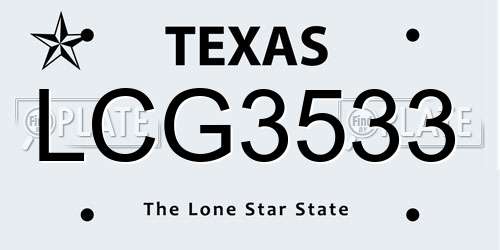 LCG3533 Texas License Plate