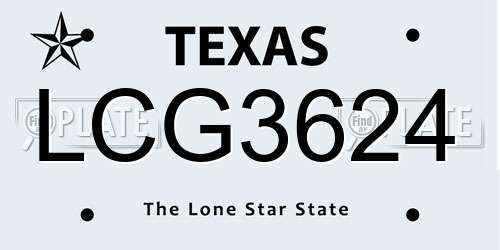 LCG3624 Texas License Plate