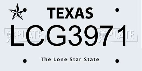LCG3971 Texas License Plate