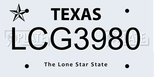 LCG3980 Texas License Plate