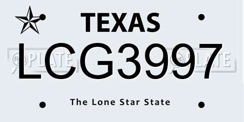 LCG3997 Texas License Plate