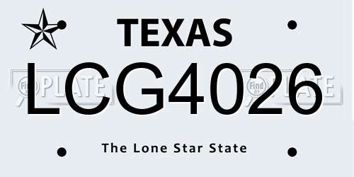 LCG4026 Texas License Plate