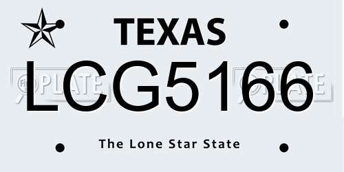 LCG5166 Texas License Plate