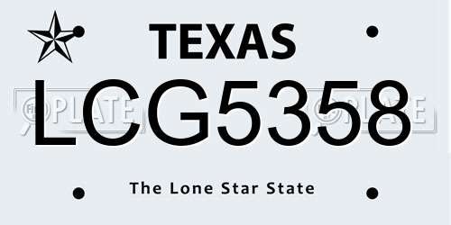 LCG5358 Texas License Plate