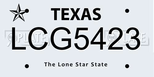 LCG5423 Texas License Plate
