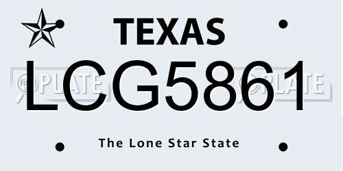LCG5861 Texas License Plate