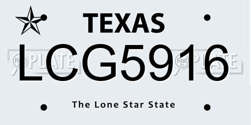 LCG5916 Texas License Plate
