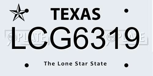 LCG6319 Texas License Plate