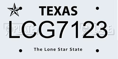 LCG7123 Texas License Plate
