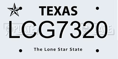LCG7320 Texas License Plate