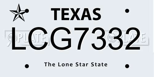 LCG7332 Texas License Plate