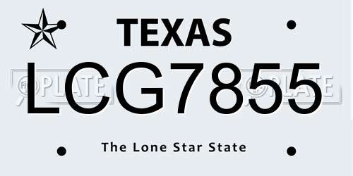 LCG7855 Texas License Plate
