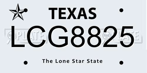 LCG8825 Texas License Plate