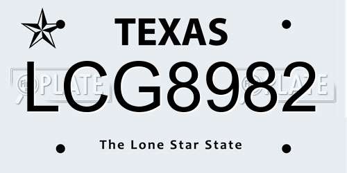 LCG8982 Texas License Plate