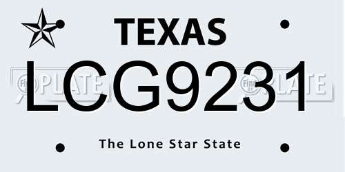 LCG9231 Texas License Plate