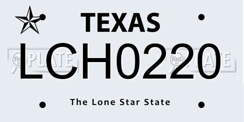 LCH0220 Texas License Plate
