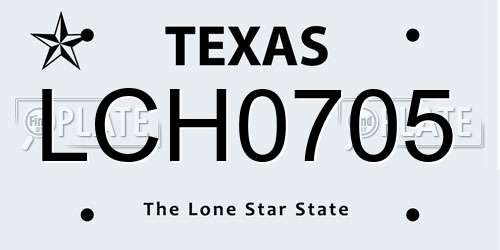 LCH0705 Texas License Plate