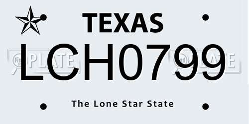 LCH0799 Texas License Plate