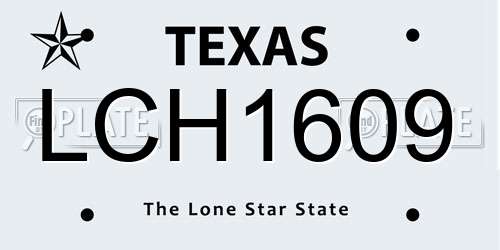 LCH1609 Texas License Plate