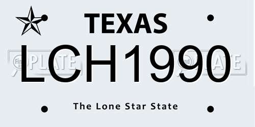 LCH1990 Texas License Plate