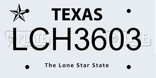 LCH3603 Texas License Plate