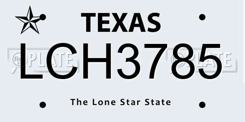 LCH3785 Texas License Plate