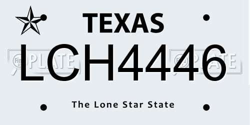 LCH4446 Texas License Plate