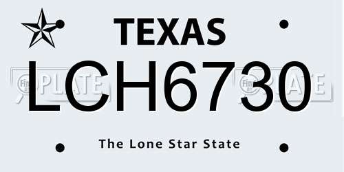 LCH6730 Texas License Plate
