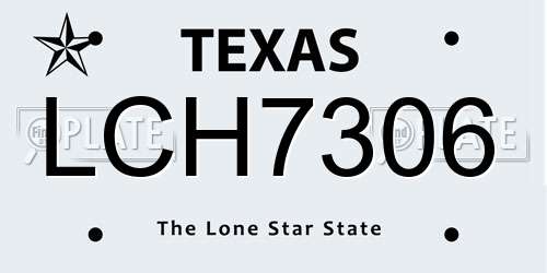 LCH7306 Texas License Plate