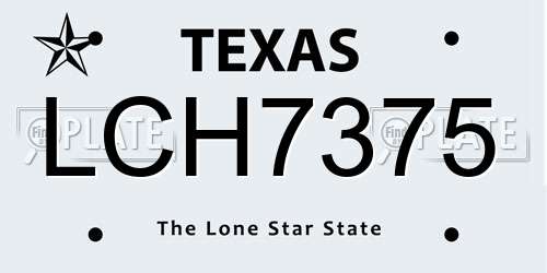 LCH7375 Texas License Plate