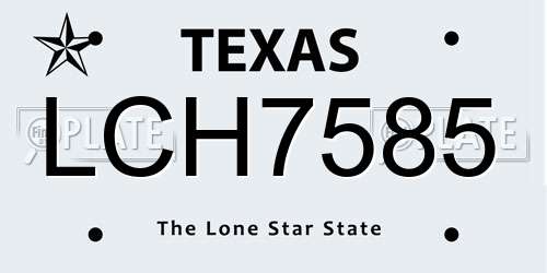 LCH7585 Texas License Plate