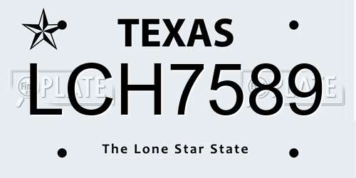 LCH7589 Texas License Plate
