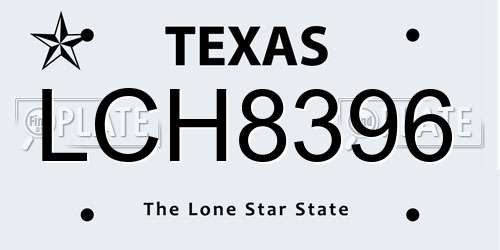 LCH8396 Texas License Plate