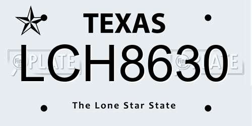 LCH8630 Texas License Plate
