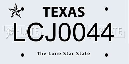 LCJ0044 Texas License Plate