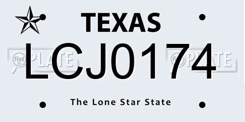 LCJ0174 Texas License Plate