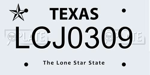LCJ0309 Texas License Plate