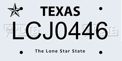 LCJ0446 Texas License Plate