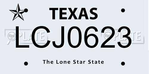 LCJ0623 Texas License Plate