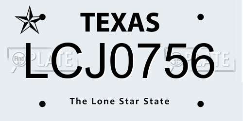 LCJ0756 Texas License Plate